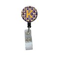 Teachers Aid Letter K Football Purple & Gold Retractable Badge Reel TE257944